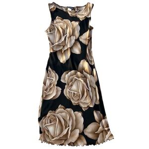 Mandee Y2K Rose Print Mesh Maxi Dress S/M